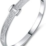 Bazel 18K Gold Plated Crystal Belt Bangle for Women (Gold)